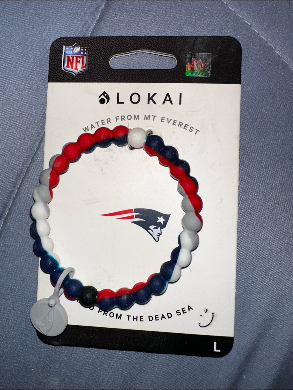 Lokai New England Patriots NFL  Bracelet Size L Blue Red White Black- NWT